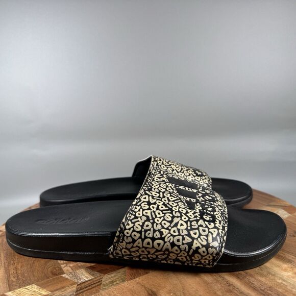 Adidas Adilette Comfort Slides Core Black Wonder White GZ2914 Women's Size 8 - Picture 1 of 6